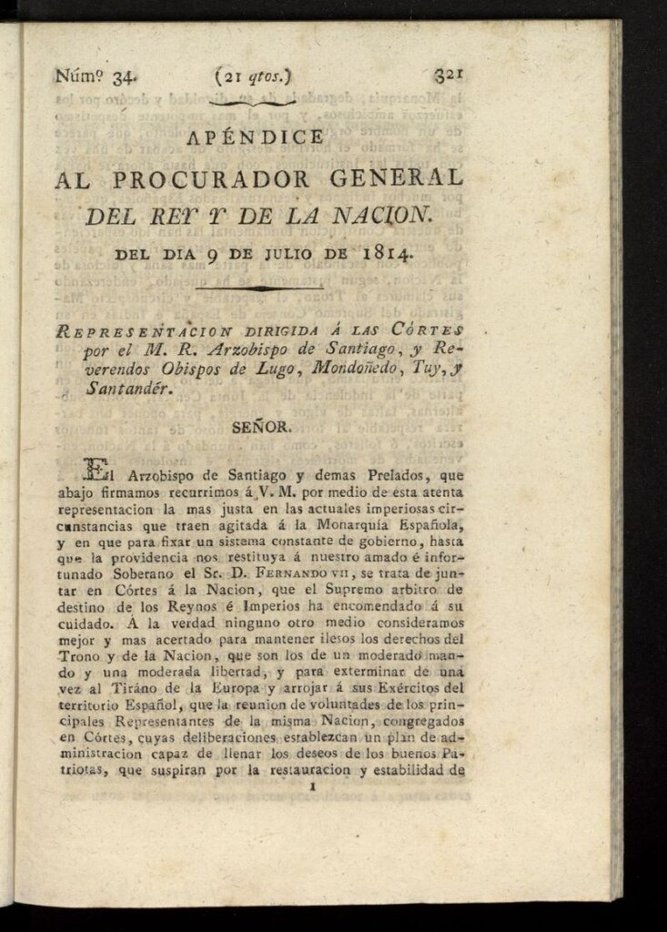 Miniatura de El Procurador General de la Nación y del Rey del 9 de julio de 1814, apéndice nº 34