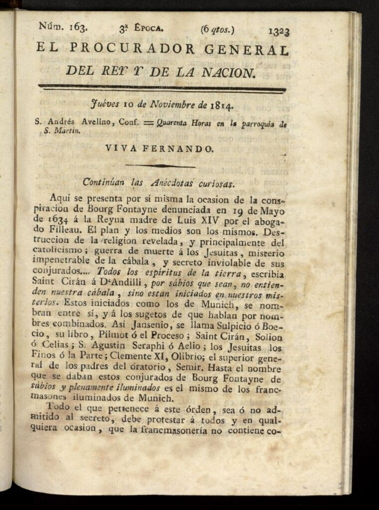 Miniatura de El Procurador General de la Nación y del Rey (Madrid) del 10 de noviembre de 1814, nº 163