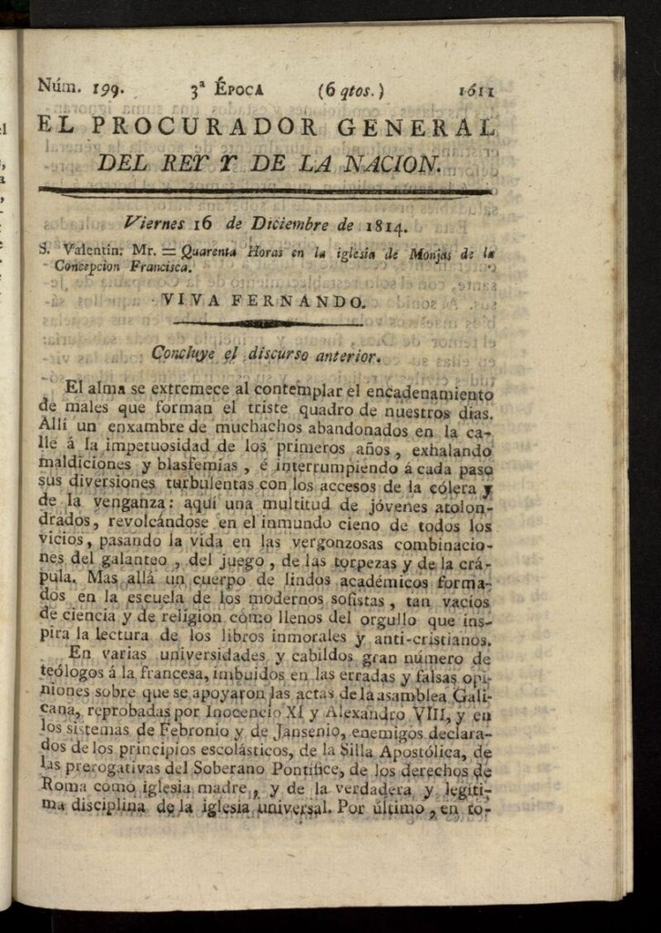 Miniatura de El Procurador General de la Nación y del Rey (Madrid) del 16 de diciembre de 1814, nº 199