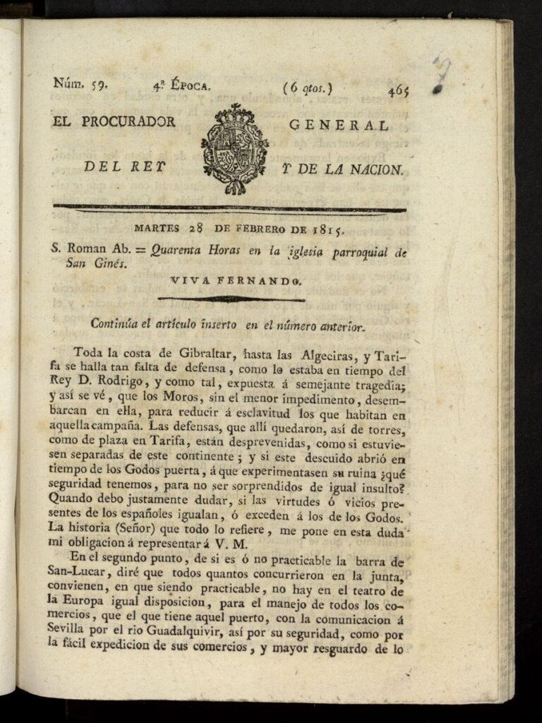 Miniatura de El Procurador General de la Nación y del Rey (Madrid) del 28 de febrero de 1815, nº 59
