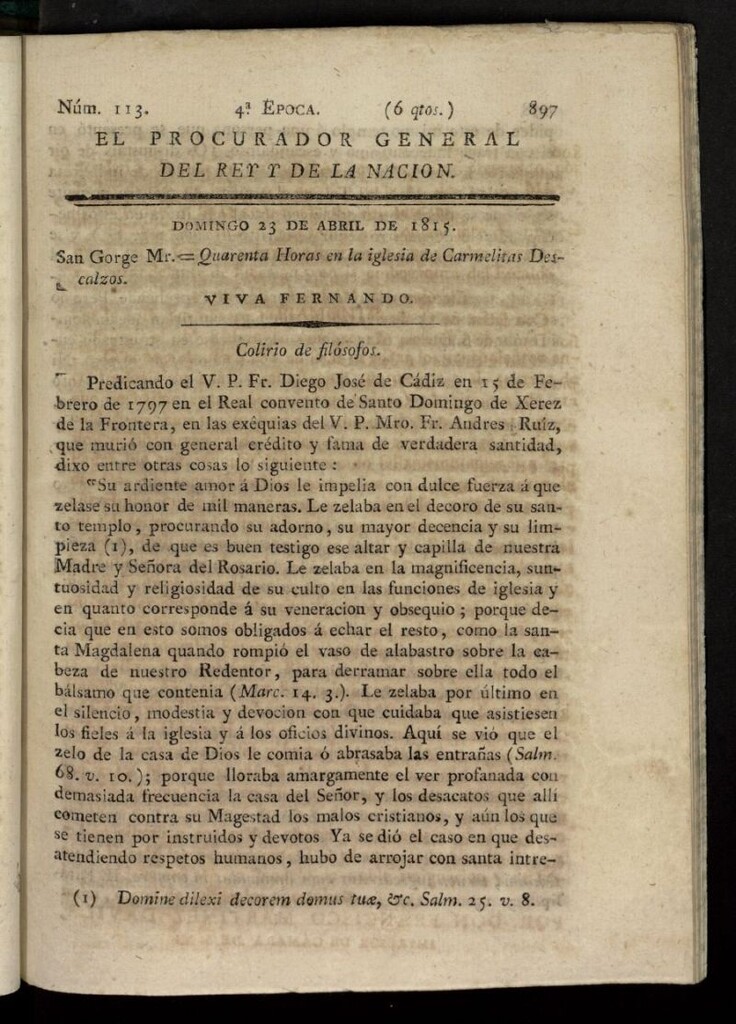 Miniatura de El Procurador General de la Nación y del Rey (Madrid) del 23 de abril de 1815, nº 113
