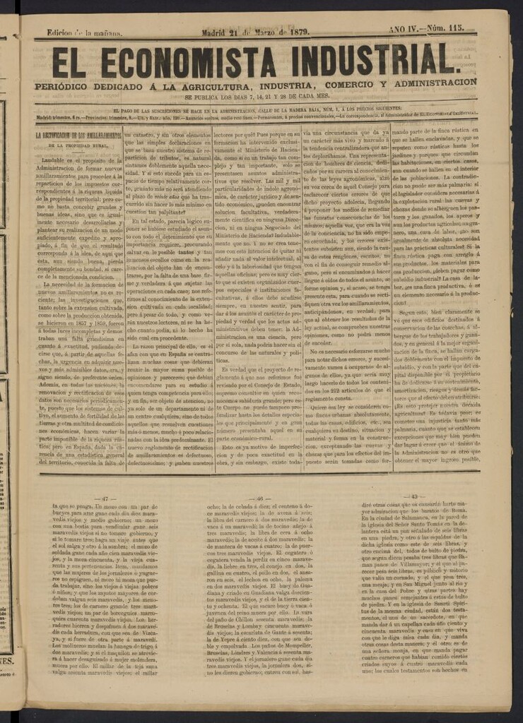 Miniatura de El Economista Industrial del 21 de marzo de 1879, nº 115