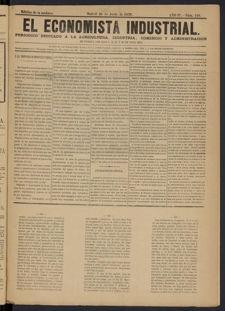 Miniatura de El Economista Industrial del 28 de junio de 1879, nº 128