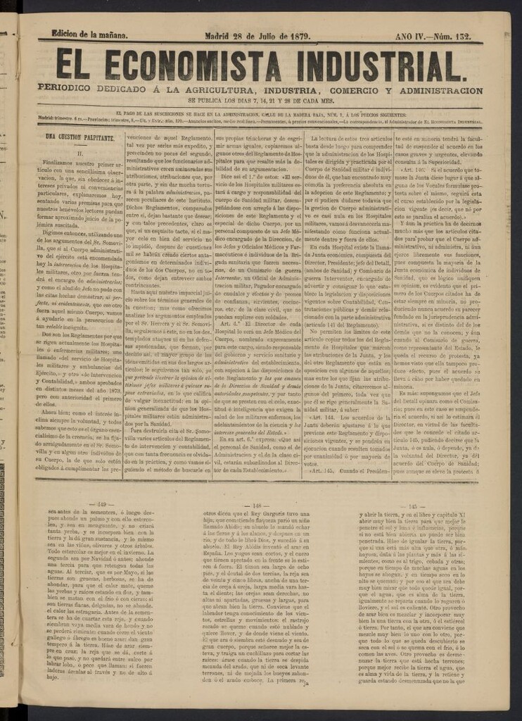 Miniatura de El Economista Industrial del 28 de julio de 1879, nº 132