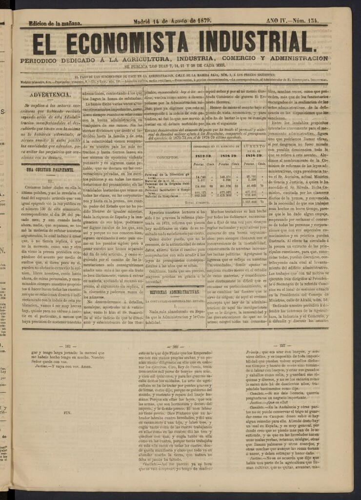 Miniatura de El Economista Industrial del 14 de agosto de 1879, nº 134