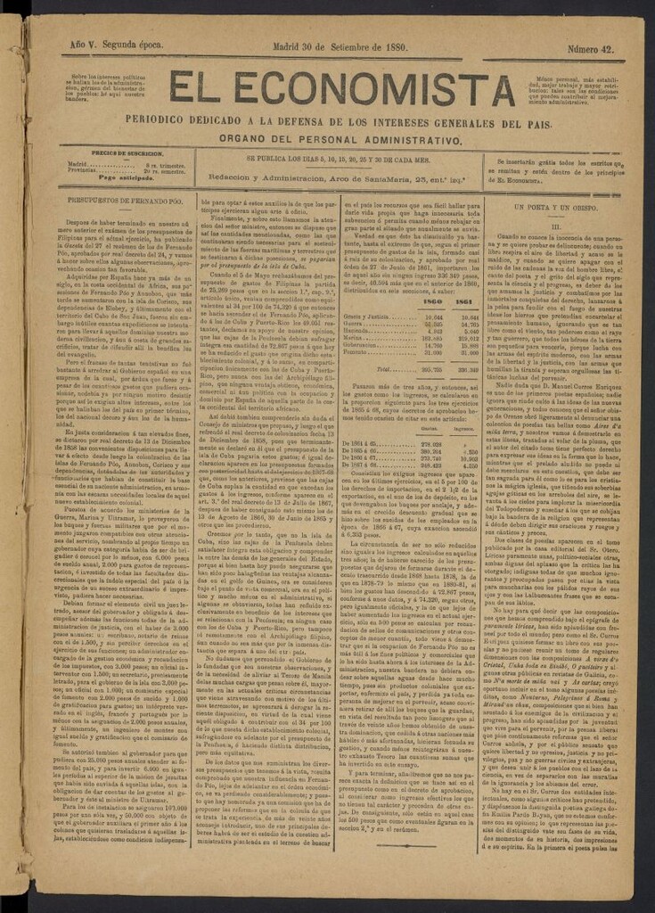 Miniatura de El Economista Industrial del 30 de septiembre de 1880, nº 42