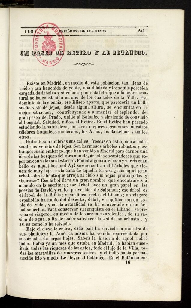 Miniatura de El Mentor de la Infancia de 1843, tomo I, nº 16