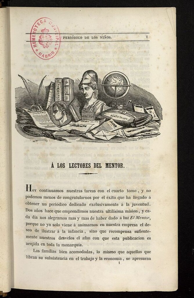 Miniatura de El Mentor de la Infancia de 1845, tomo IV, nº 1