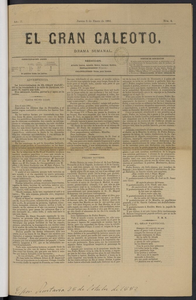 Miniatura de El Gran Galeoto: drama semanal del 5 de enero de 1882
