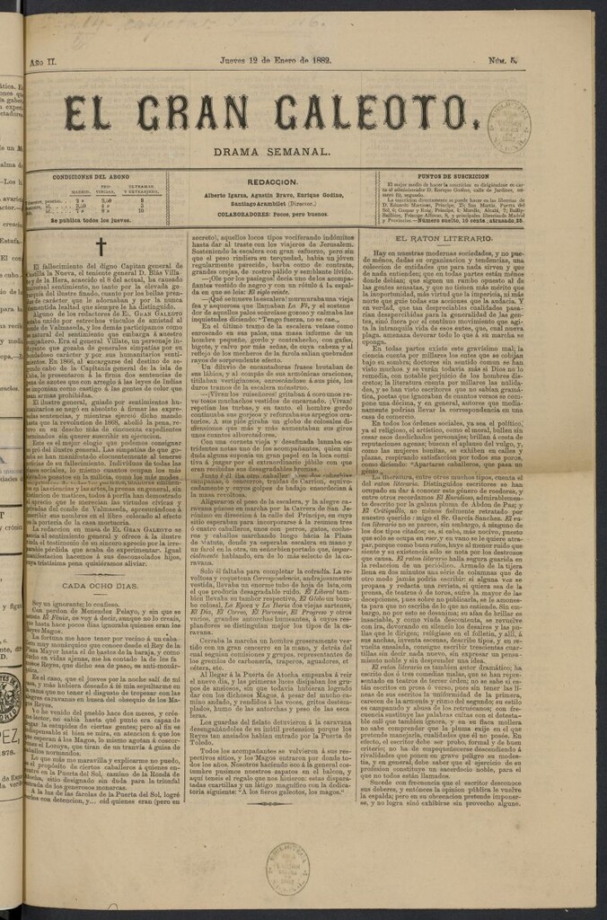 Miniatura de El Gran Galeoto: drama semanal del 12 de enero de 1882