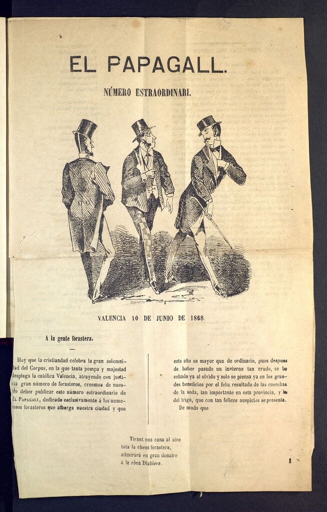 Miniatura de El Papagall: semanario bilingüe, satíric y plorós del 10 de junio de 1868