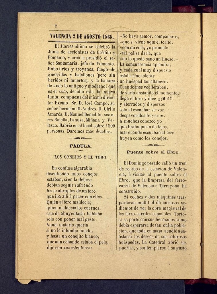 Miniatura de El Papagall: semanario bilingüe, satíric y plorós del 2 de agosto de 1868