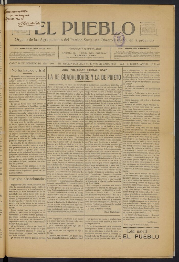 Miniatura de El Pueblo (Cádiz. 1931) del 28 de febrero de 1933
