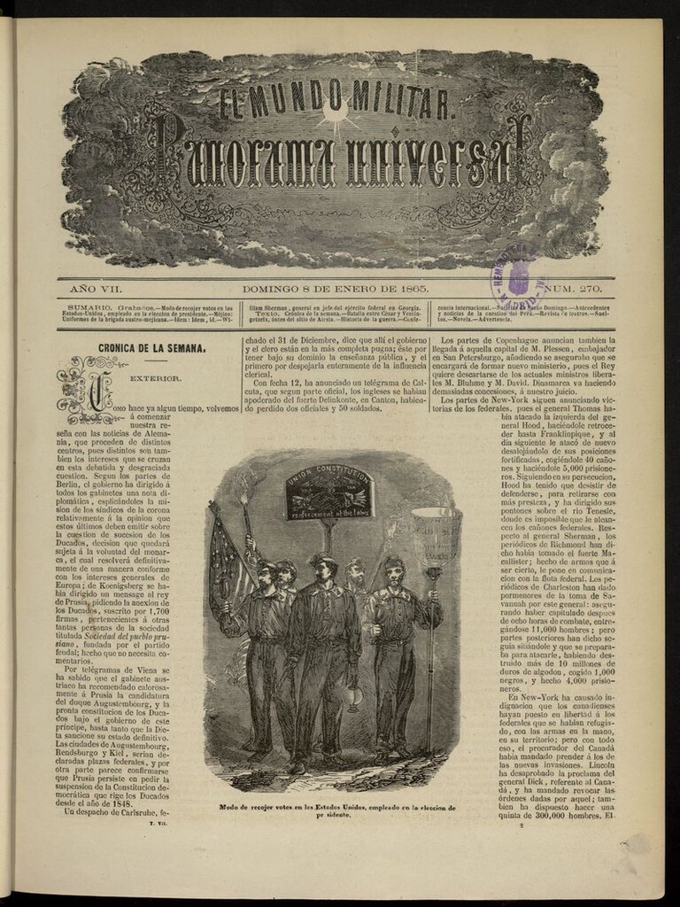Miniatura de El Mundo Militar: panorama universal del 8 de enero de 1865