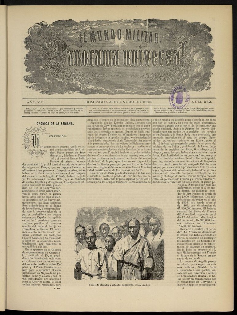 Miniatura de El Mundo Militar: panorama universal del 22 de enero de 1865