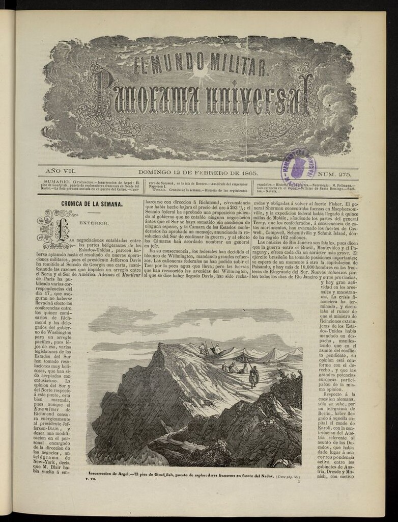 Miniatura de El Mundo Militar: panorama universal del 12 de febrero de 1865