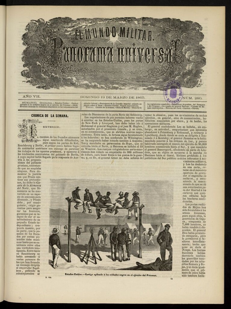 Miniatura de El Mundo Militar: panorama universal del 19 de marzo de 1865