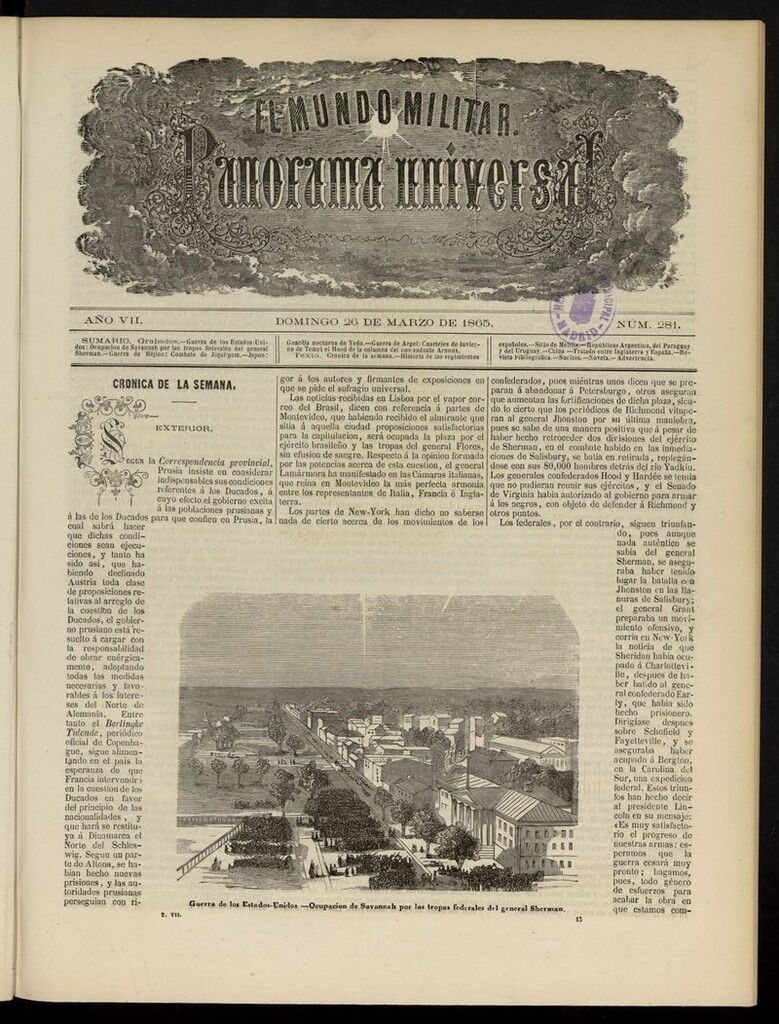 Miniatura de El Mundo Militar: panorama universal del 26 de marzo de 1865