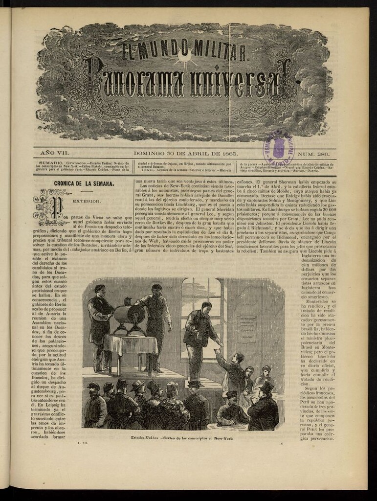 Miniatura de El Mundo Militar: panorama universal del 30 de abril de 1865