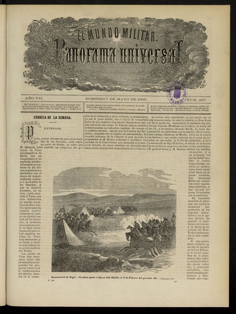 Miniatura de El Mundo Militar: panorama universal del 7 de mayo de 1865