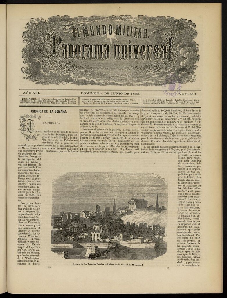 Miniatura de El Mundo Militar: panorama universal del 4 de junio de 1865