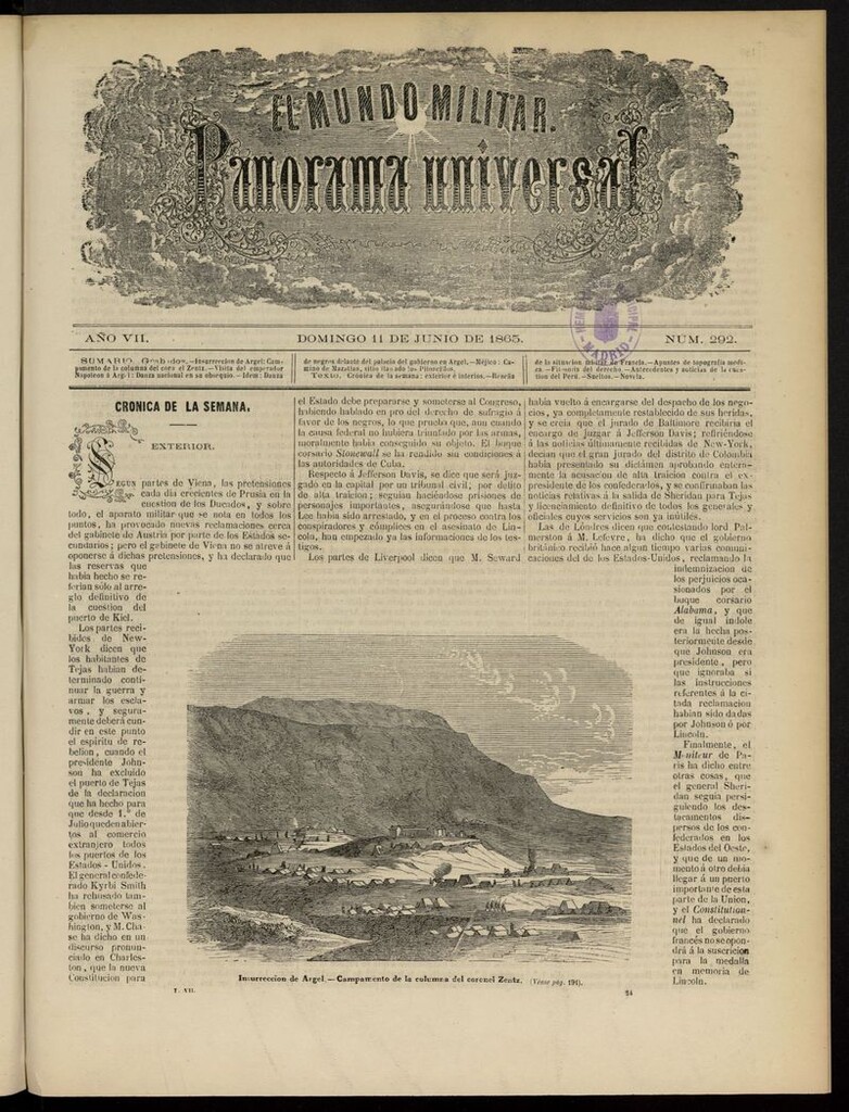 Miniatura de El Mundo Militar: panorama universal del 11 de junio de 1865