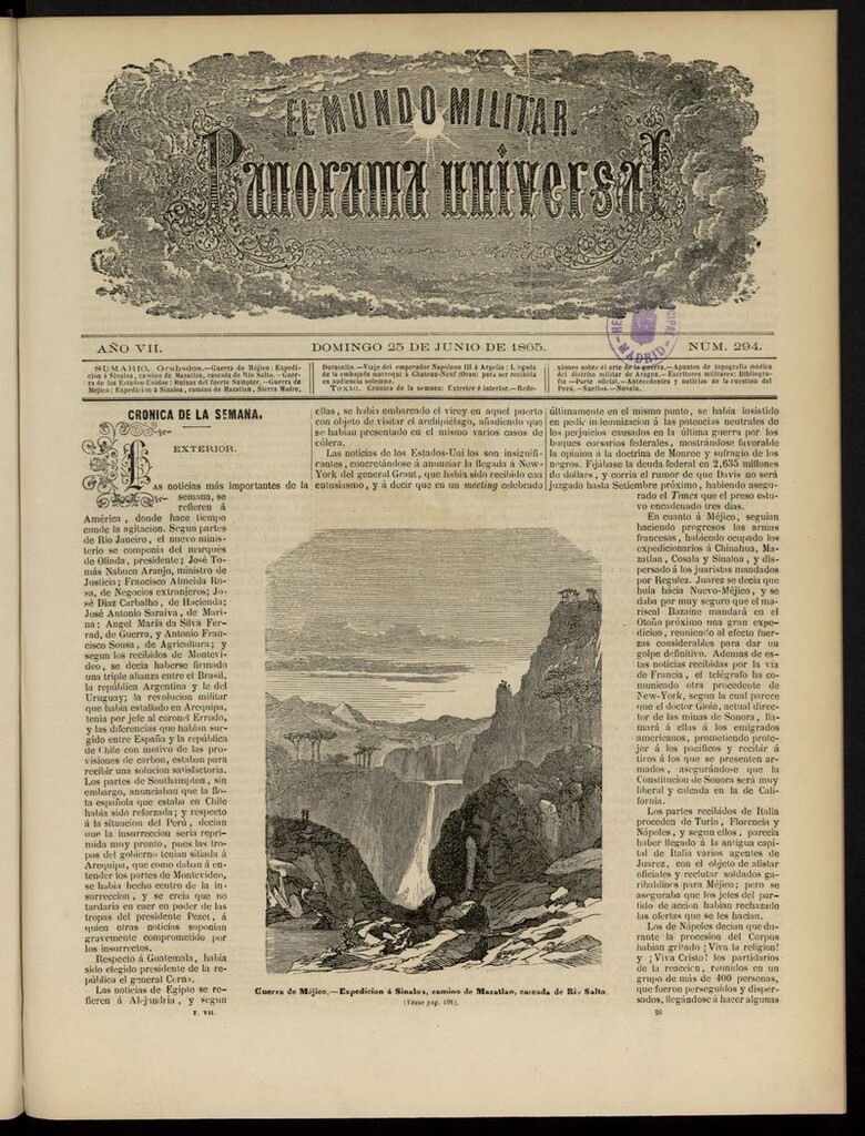 Miniatura de El Mundo Militar: panorama universal del 25 de junio de 1865