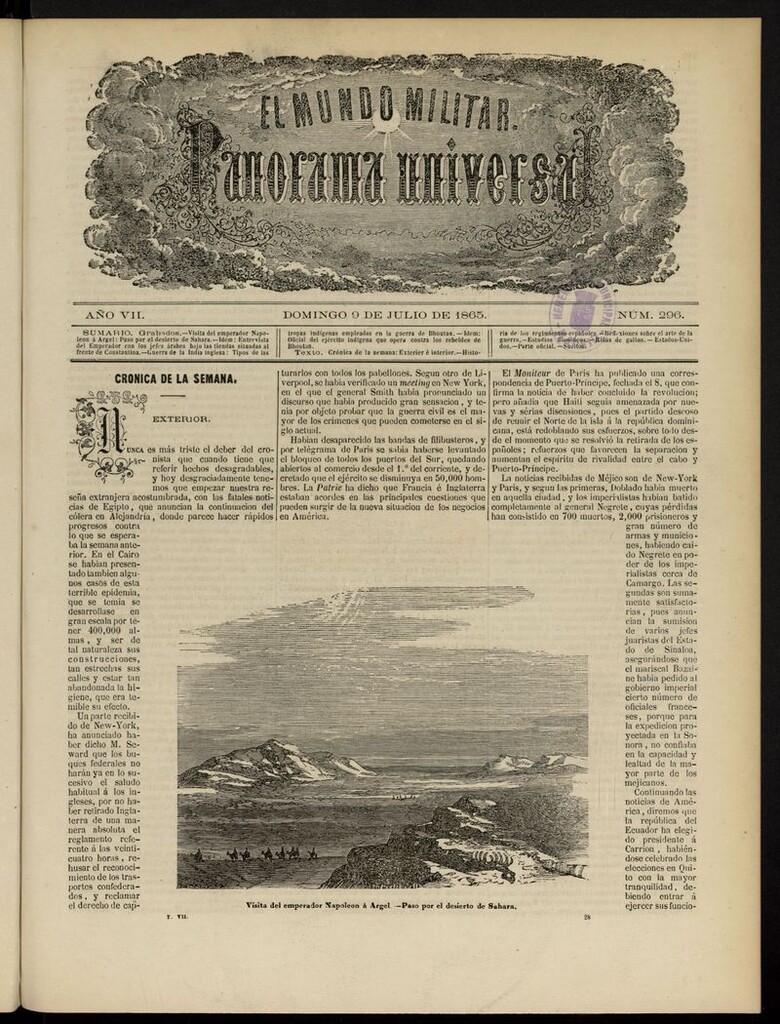 Miniatura de El Mundo Militar: panorama universal del 9 de julio de 1865