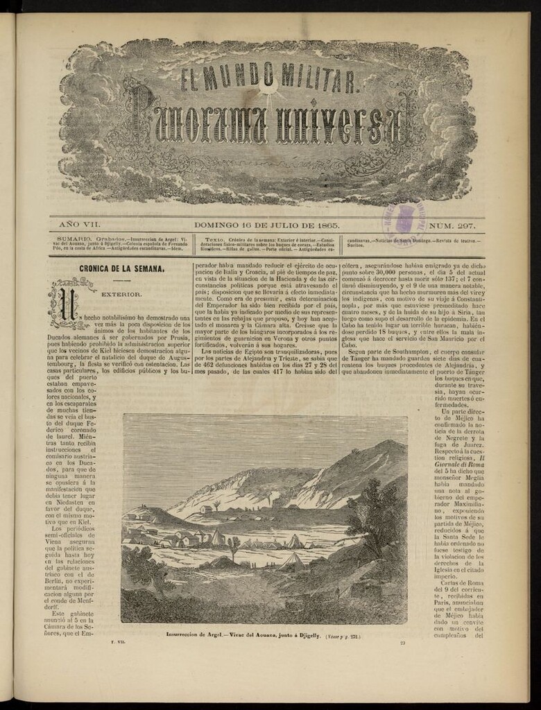 Miniatura de El Mundo Militar: panorama universal del 16 de julio de 1865