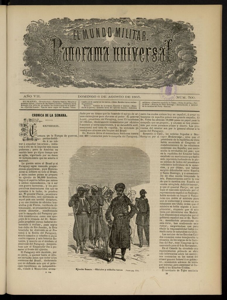 Miniatura de El Mundo Militar: panorama universal del 6 de agosto de 1865