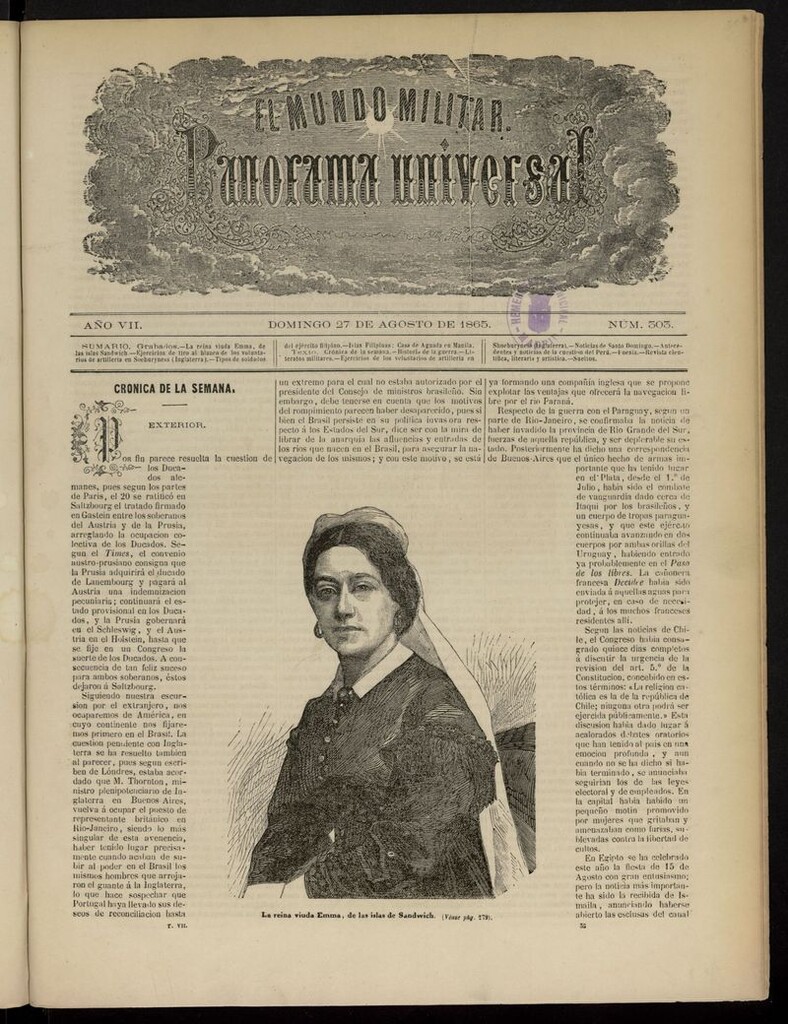 Miniatura de El Mundo Militar: panorama universal del 27 de agosto de 1865