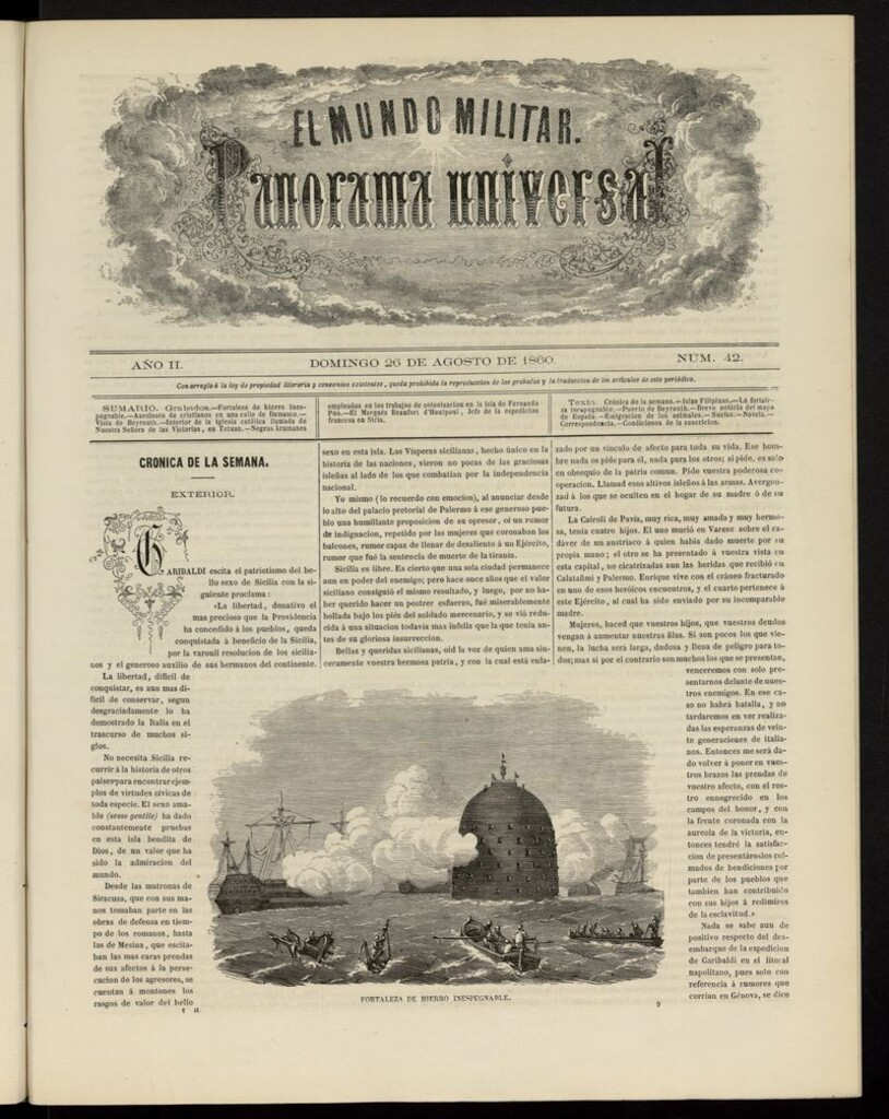 Miniatura de El Mundo Militar: panorama universal del 26 de agosto de 1860