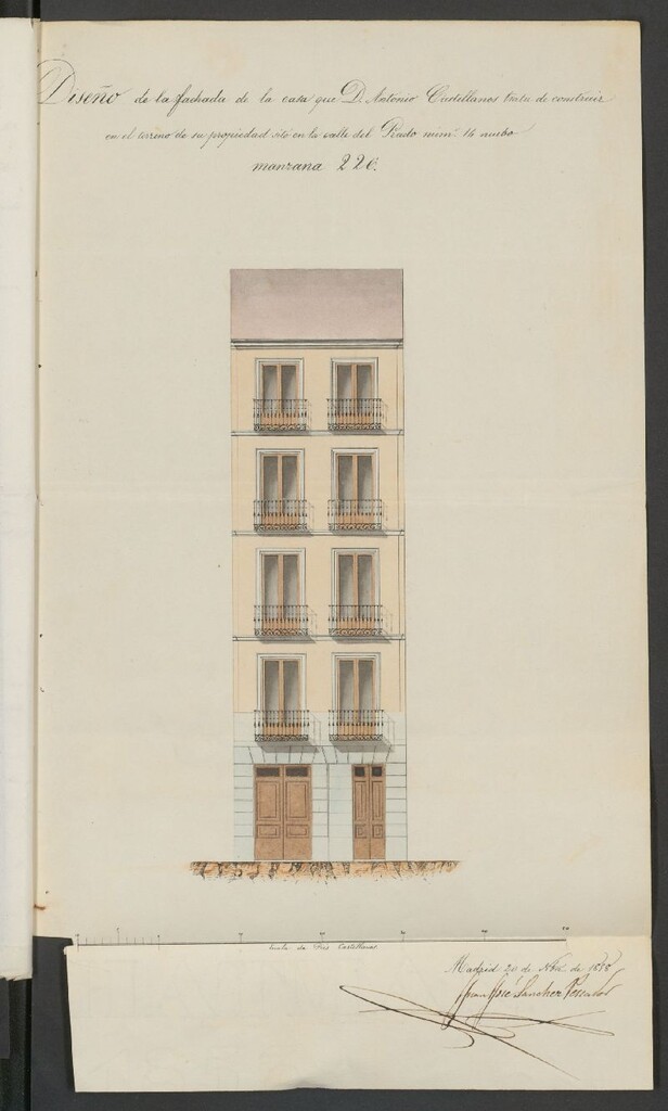 Miniatura de D. Antonio Castellanos, licencia para construir de nueva planta la casa calle del Prado nº 14, manzana 226. (1858-59)