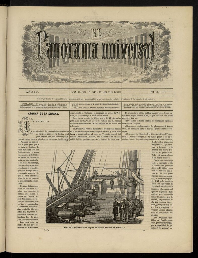 Miniatura de El Mundo Militar: panorama universal del 13 de julio de 1862
