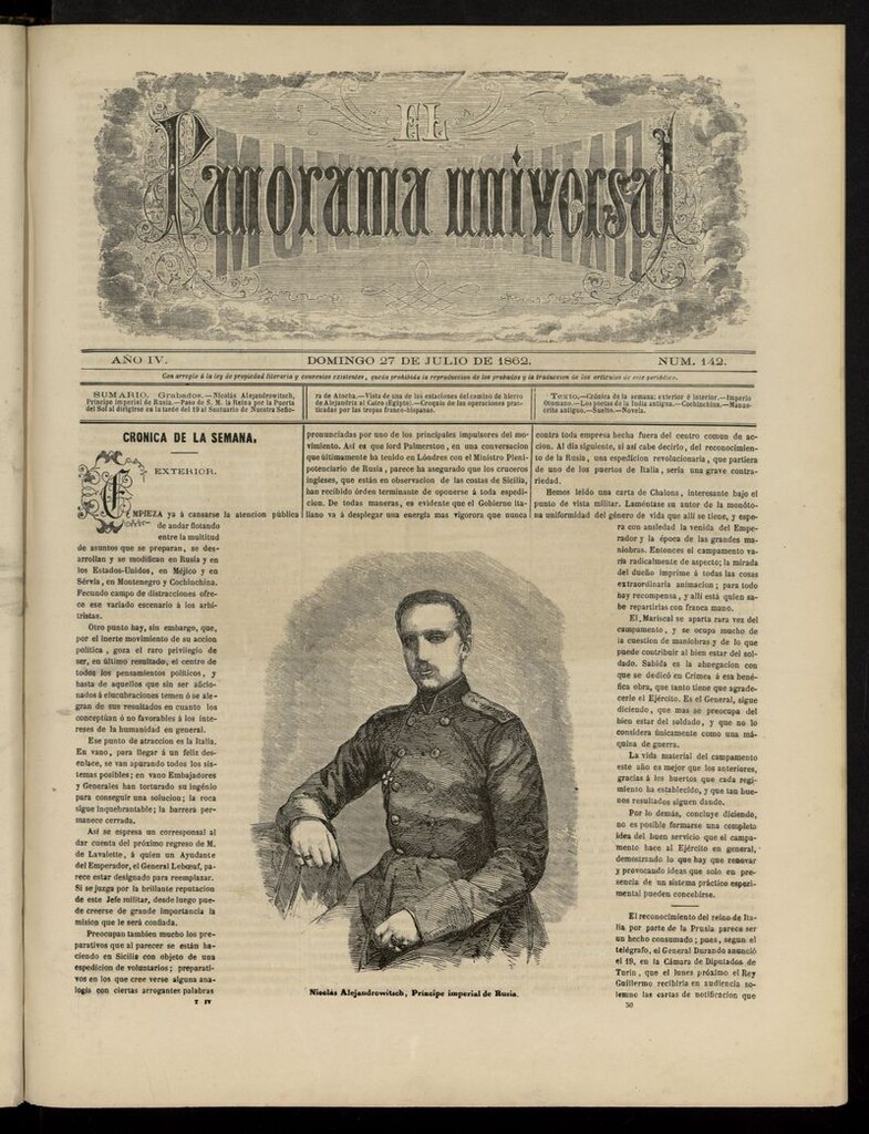 Miniatura de El Mundo Militar: panorama universal del 27 de julio de 1862