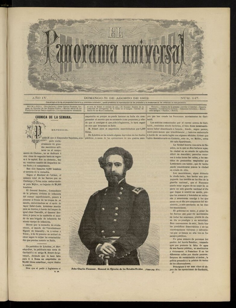 Miniatura de El Mundo Militar: panorama universal del 31 de agosto de 1862