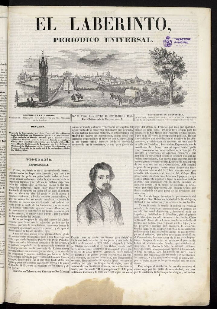 Miniatura de El Laberinto: periódico universal del 16 de noviembre de 1843