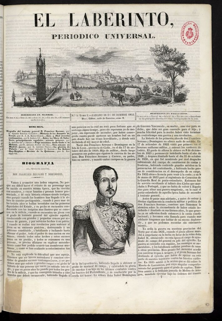 Miniatura de El Laberinto: periódico universal del 16 de diciembre de 1843