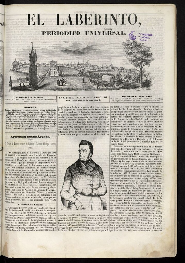 Miniatura de El Laberinto: periódico universal del 16 de enero de 1844