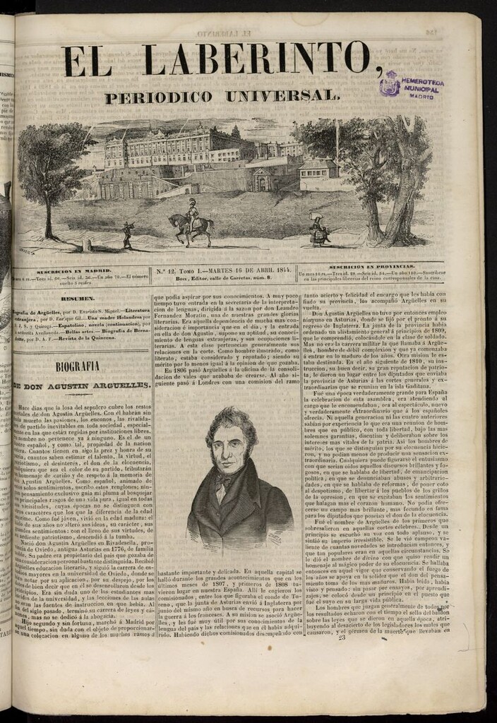 Miniatura de El Laberinto: periódico universal del 16 de abril de 1844