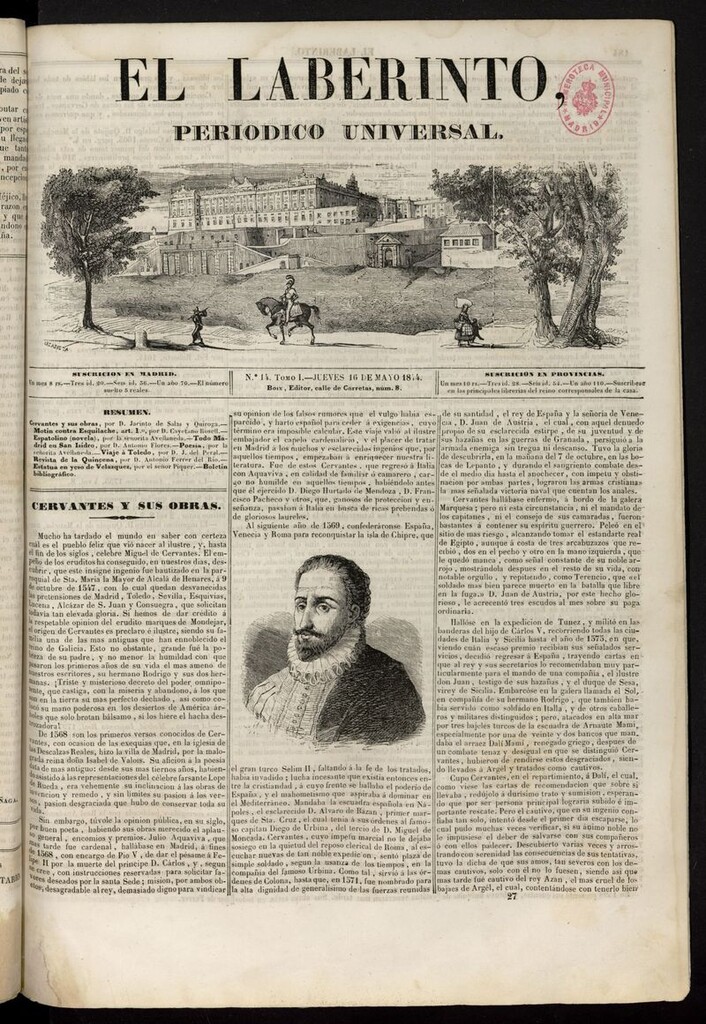 Miniatura de El Laberinto: periódico universal del 16 de mayo de 1844
