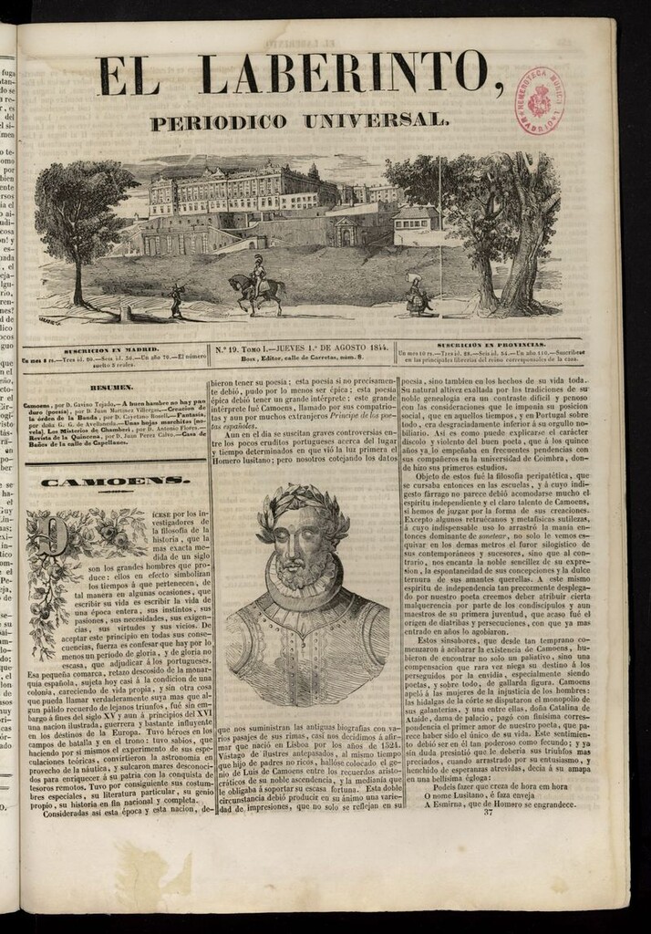 Miniatura de El Laberinto: periódico universal del 1 de agosto de 1844