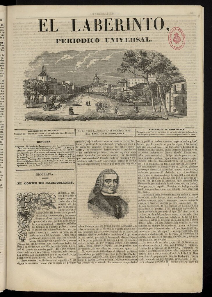 Miniatura de El Laberinto: periódico universal del 1 de diciembre de 1844