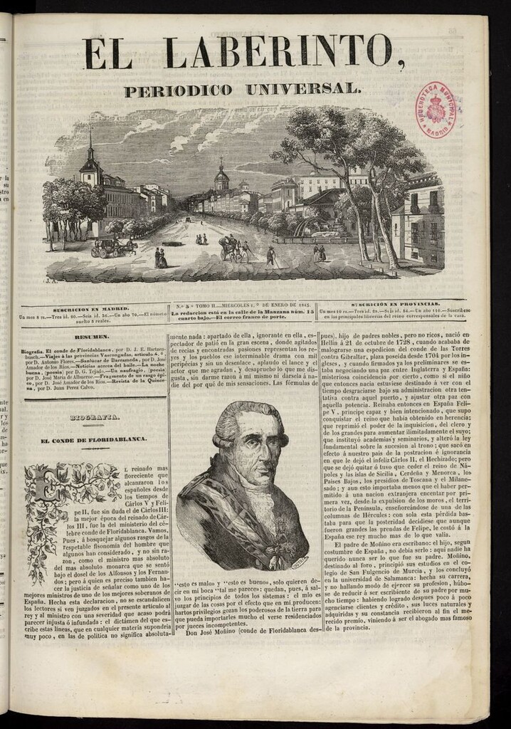 Miniatura de El Laberinto: periódico universal del 1 de enero de 1845
