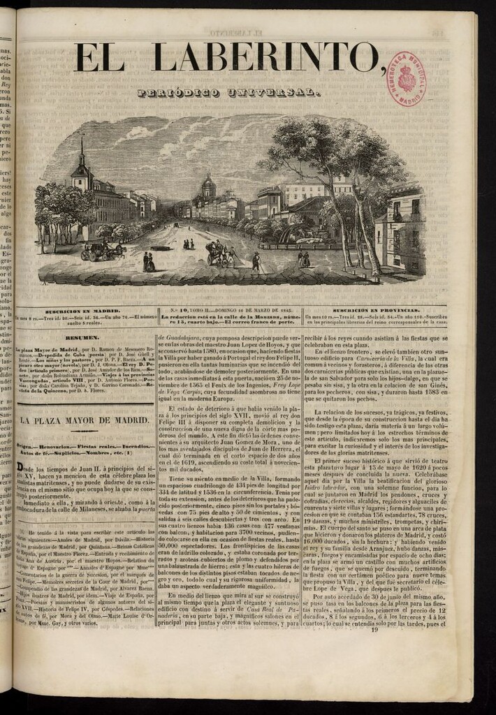 Miniatura de El Laberinto: periódico universal del 16 de marzo de 1845