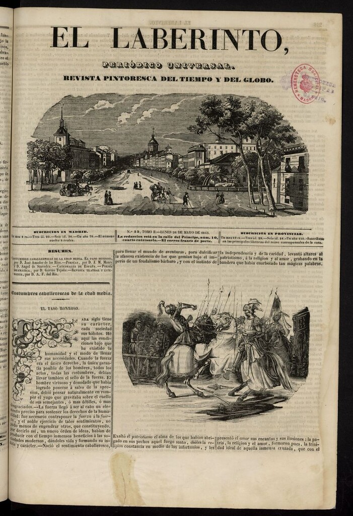 Miniatura de El Laberinto: periódico universal del 26 de mayo de 1845