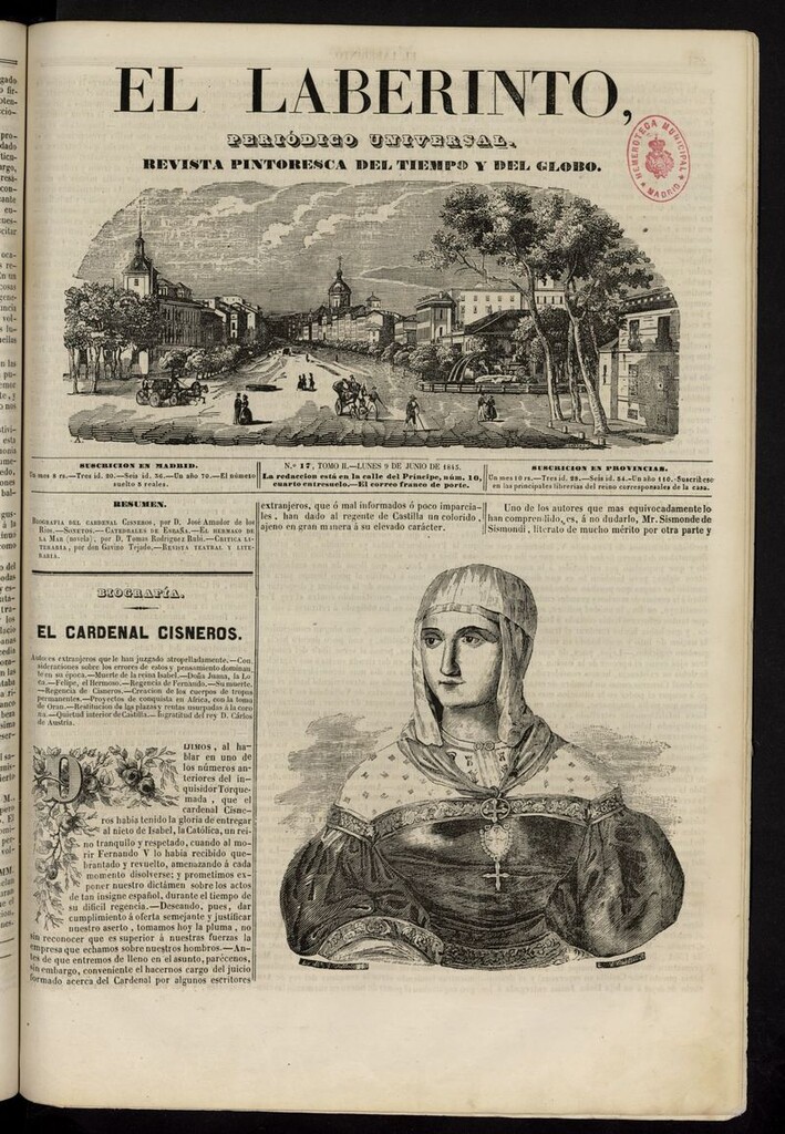 Miniatura de El Laberinto: periódico universal del 9 de junio de 1845