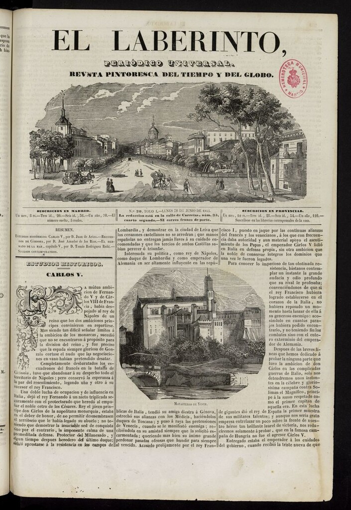 Miniatura de El Laberinto: periódico universal del 30 de junio de 1845
