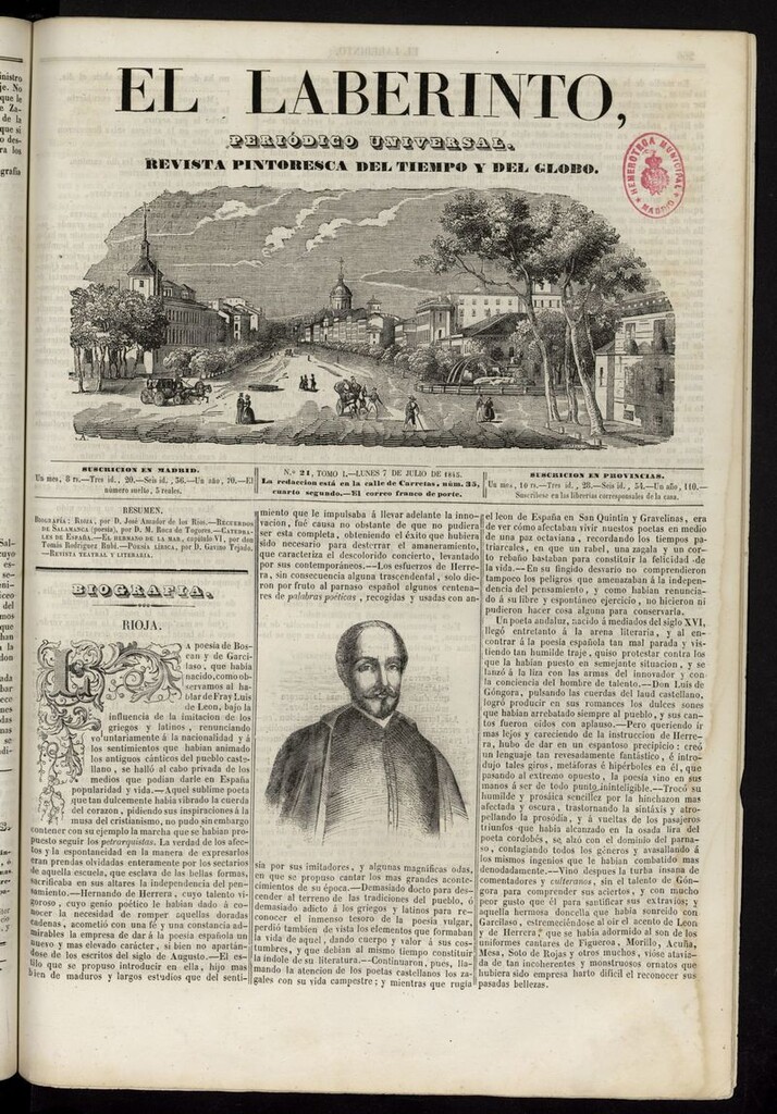 Miniatura de El Laberinto: periódico universal del 7 de julio de 1845