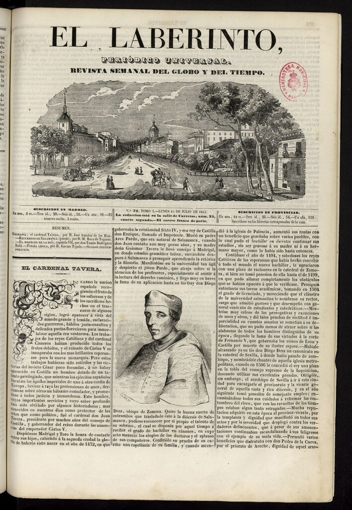 Miniatura de El Laberinto: periódico universal del 14 de julio de 1845